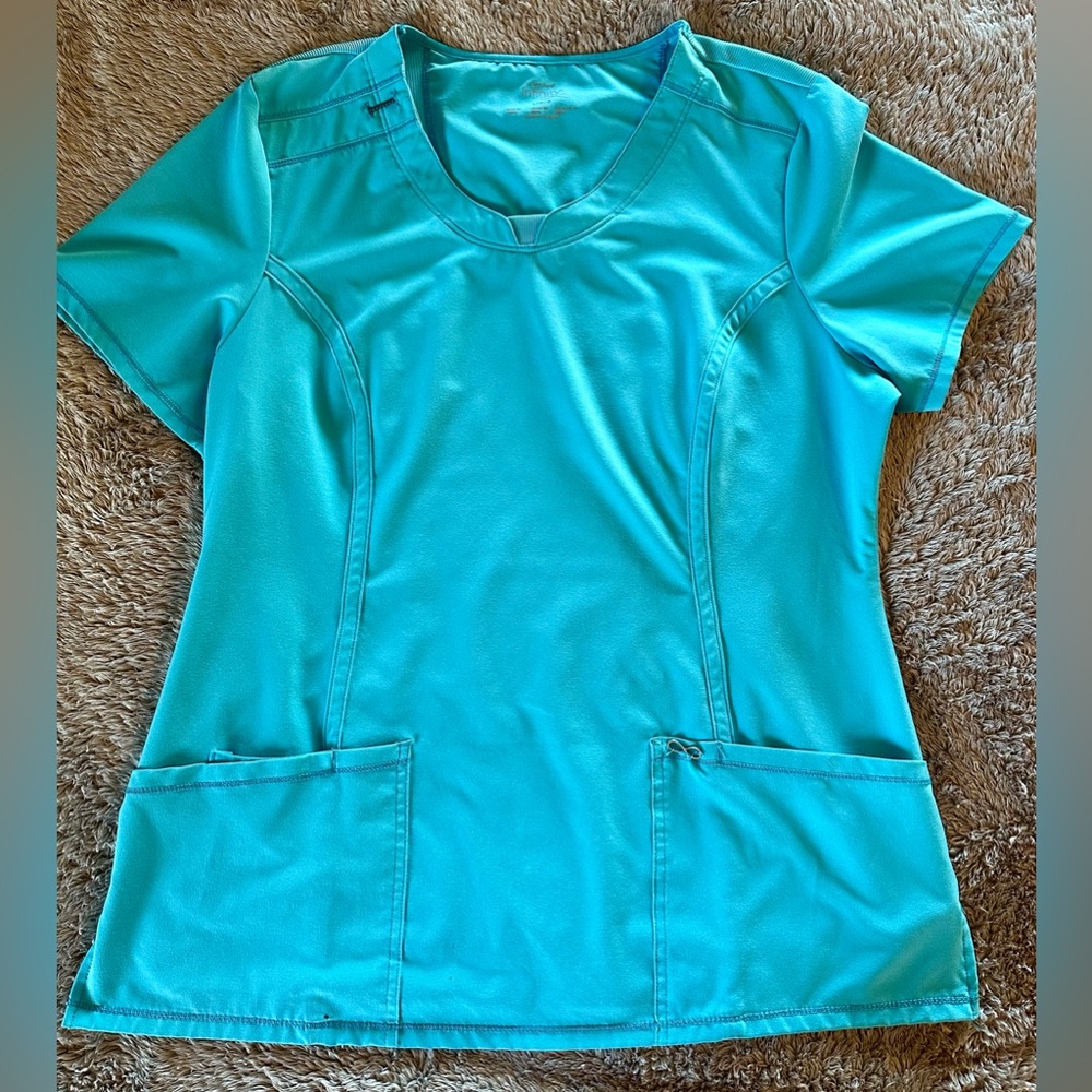 Women's Cherokee Infinity Teal Short-Sleeve Scrub Top Size Large